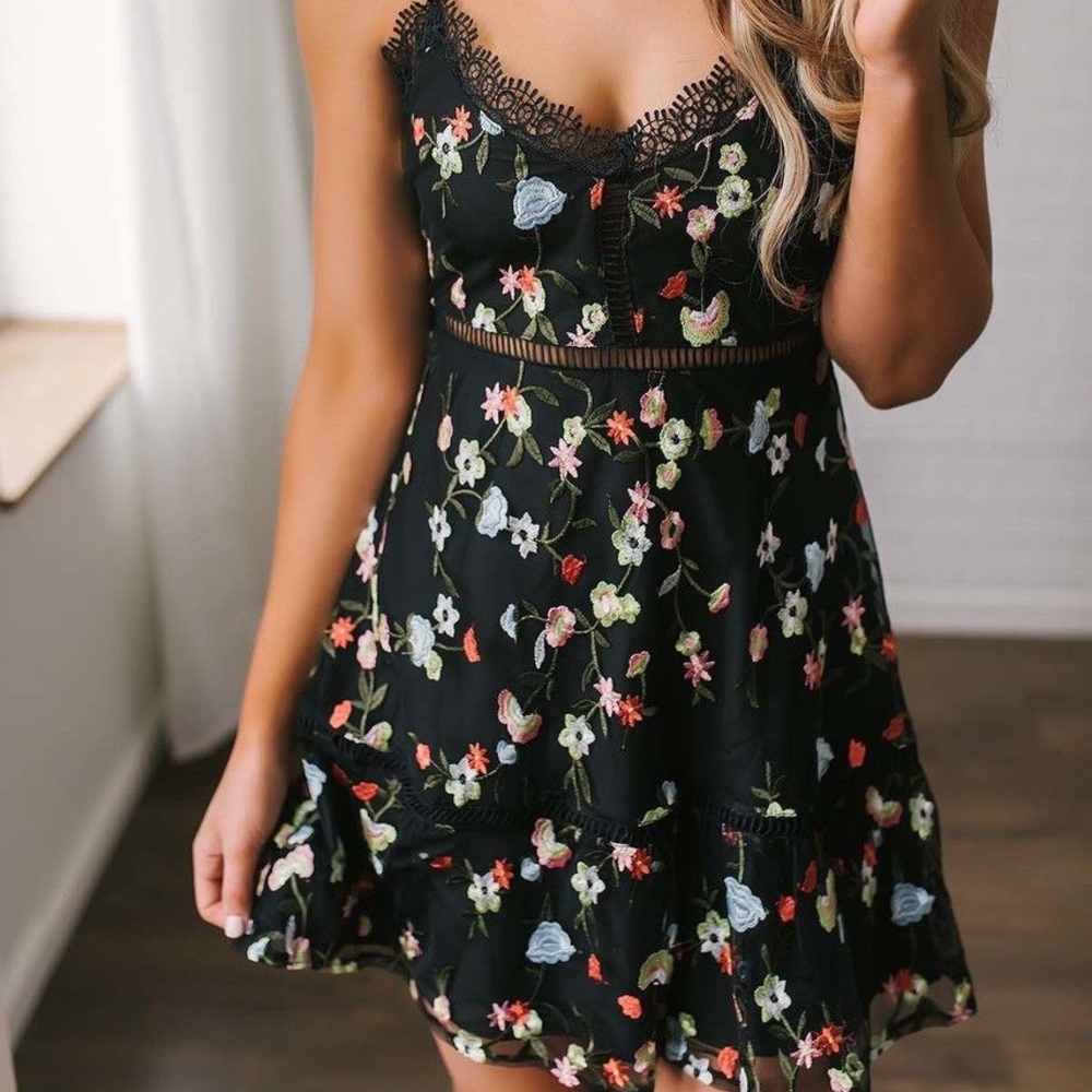 Jack BB Dakota Black Chaka Embroidered Dress